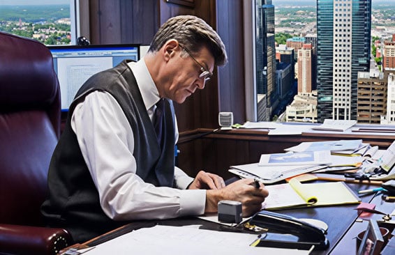 David M. Lurie at work in his office