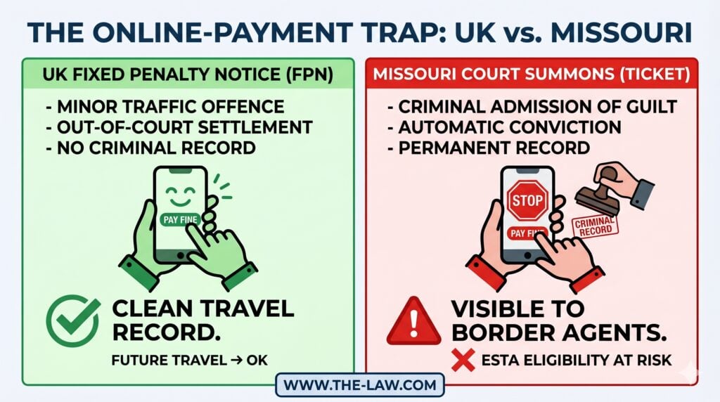 Comparative Infographic: UK FPN vs Missouri Summons Trap